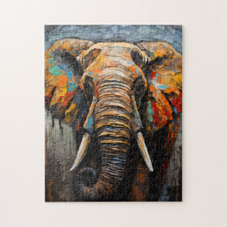 Impasto Elephant Jigsaw Puzzle