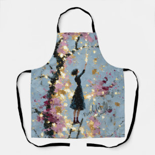 Impasto Floral Girl Reaching for Light Inspiration Apron
