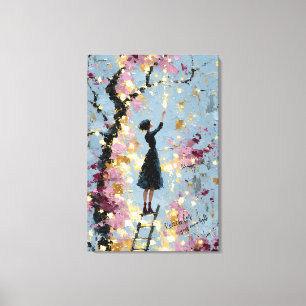 Impasto Floral Girl Reaching for Light Inspiration Canvas Print