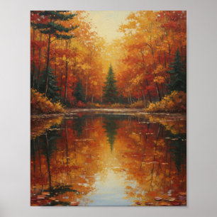 Impasto Forest Lake Landscape Poster