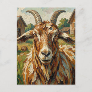 Impasto Goat on a Farm Art Postcard