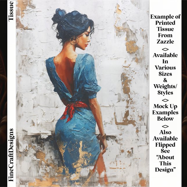 Impasto Oil Style,Dark Lady in Blue EL5R Decoupage Tissue Paper (Creator Uploaded)
