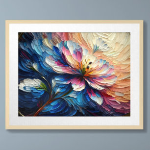 Impasto Painting Abstract Flower Floral Poster