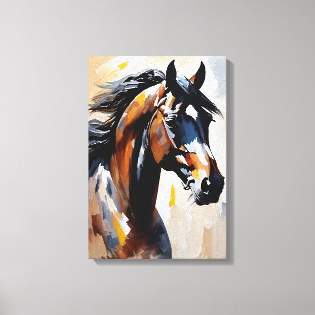 Impasto Portrait of a Black Horse Canvas Print (Front)