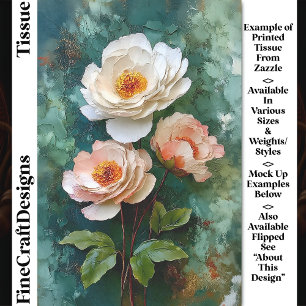 Impasto Textured Peony Style Blooms DV4L Decoupage Tissue Paper