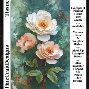 Impasto Textured Peony Style Blooms DV4R Decoupage Tissue Paper