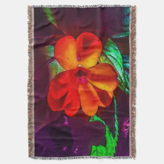 Impatiens Flower Throw Blanket (Front Vertical)