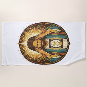 Impatient Jesus Loading Hourglass Slow Internet Te Beach Towel