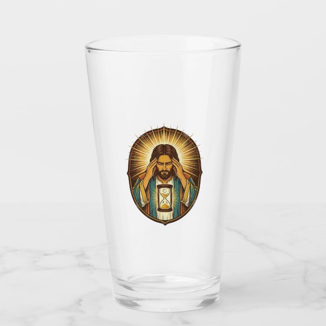 Impatient Jesus Loading Hourglass Slow Internet Te Glass (Front)