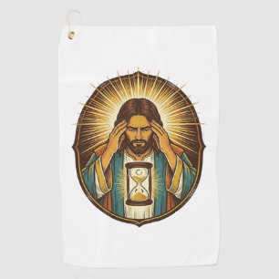 Impatient Jesus Loading Hourglass Slow Internet Te Golf Towel