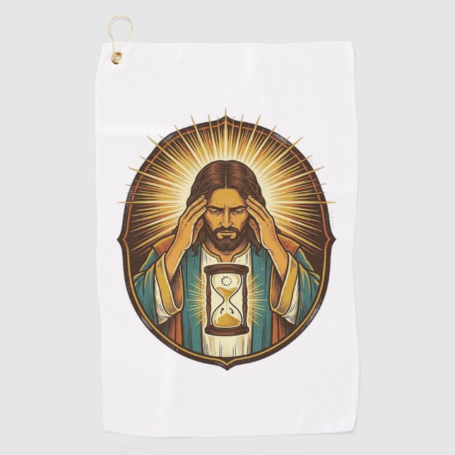 Impatient Jesus Loading Hourglass Slow Internet Te Golf Towel (Front)