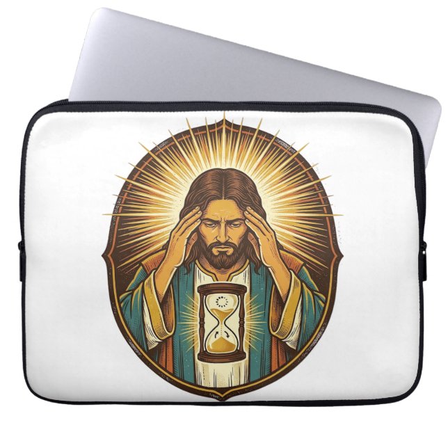 Impatient Jesus Loading Hourglass Slow Internet Te Laptop Sleeve (Front)