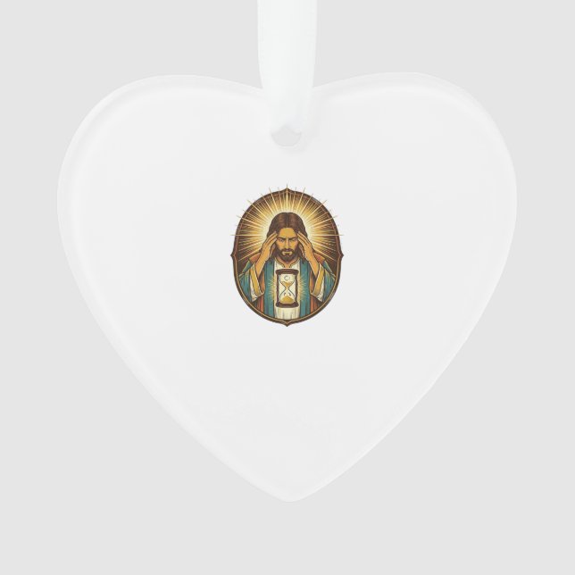 Impatient Jesus Loading Hourglass Slow Internet Te Ornament (Front)
