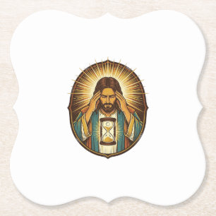 Impatient Jesus Loading Hourglass Slow Internet Te Paper Coaster