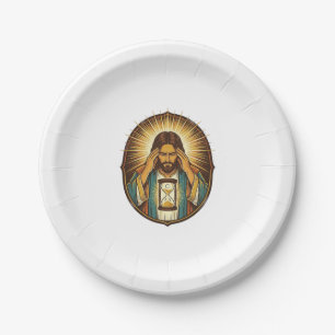 Impatient Jesus Loading Hourglass Slow Internet Te Paper Plate