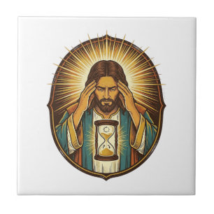 Impatient Jesus Loading Hourglass Slow Internet Te Tile