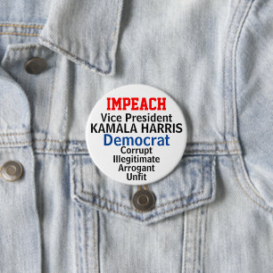 Impeach Democratic VP Harris 7.5 Cm Round Badge