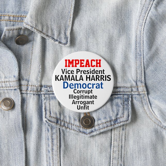 Impeach Democratic VP Harris 7.5 Cm Round Badge (In Situ)