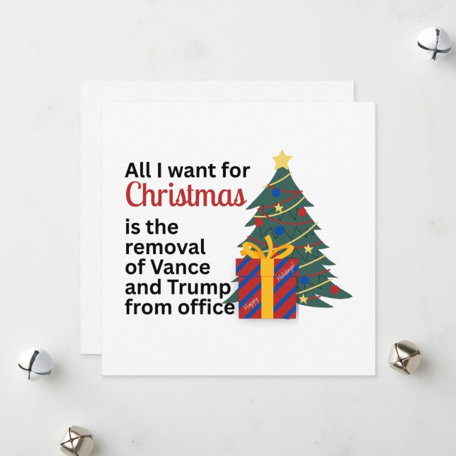 Impeach Remove Vance for Christmas Anti-Trump Gift Holiday Card (Front/Back In Situ)