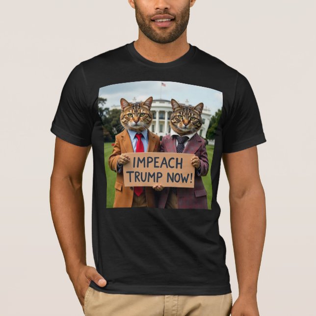 Impeach Trump Now Cats in Suits T-Shirt (Front)