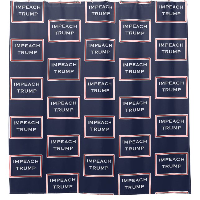 Impeach Trump Red and White Rectangles Backdrop Shower Curtain (Front)