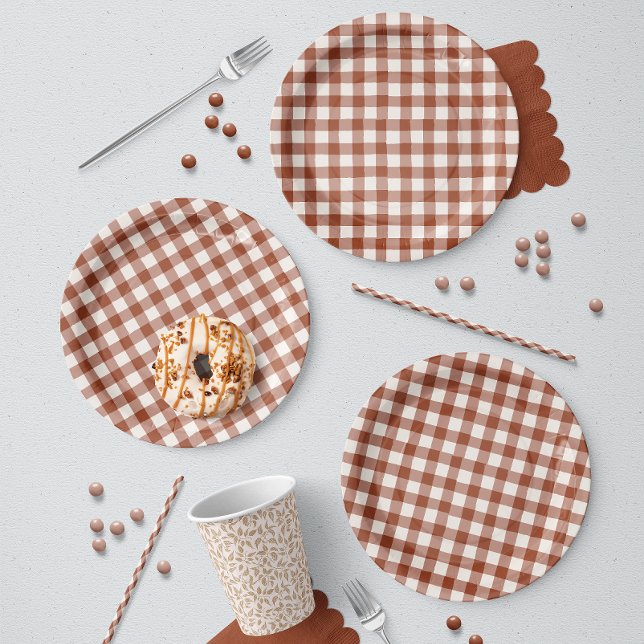 Imperfect Hand Drawn Plaid Rustic Picnic Paper Plate (Creator Uploaded)