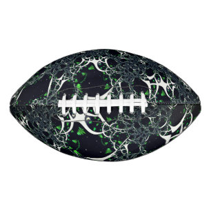 Imperfect white fractal on black space, knitted football