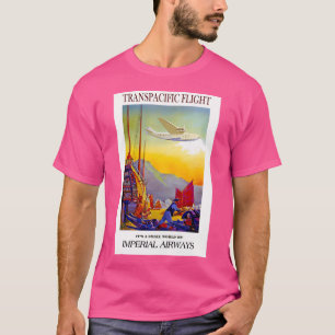 Imperial Airways Vintage Transpacific Flight Print T-Shirt