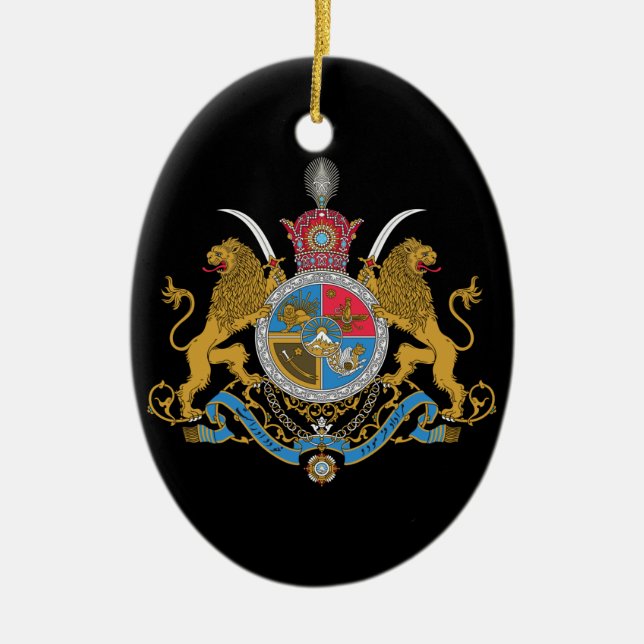 Imperial Coat of Arms of Iran (1925-1979) Ceramic Tree Decoration (Front)
