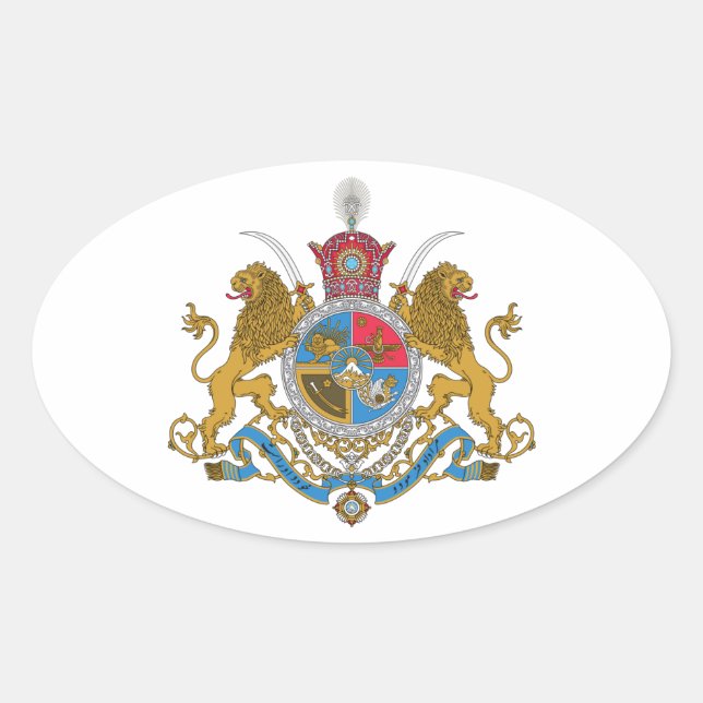 Imperial Coat of Arms of Iran (1925-1979) Oval Sticker (Front)