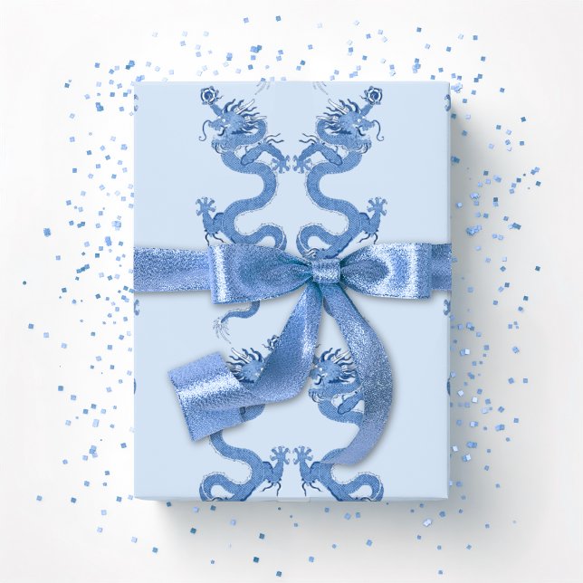Imperial Dragon in Blue Porcelain Wrapping Paper (Creator Uploaded)
