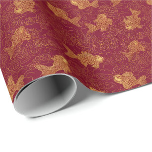 Imperial Fortune Golden Koi Abundance Wrapping Paper