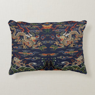 Imperial Gold Dragon & Auspicious Clouds Decorative Cushion