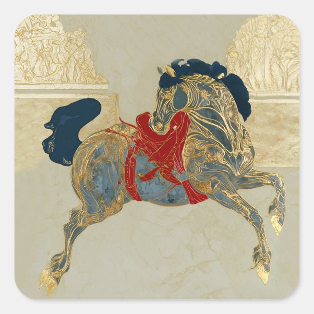 Imperial Golden Horse Square Sticker (Front)