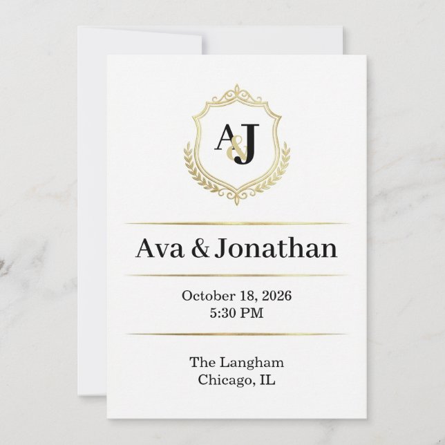 Imperial Luxe Wedding Invitation-Monogram Elegance Invitation (Front)