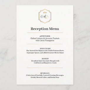 Imperial Luxe Wedding Menu – Reception Style A