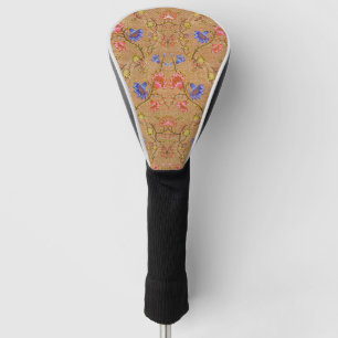 Imperial Red & Gold Interlocking Floral Silk Art Golf Head Cover