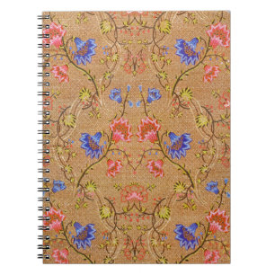 Imperial Red & Gold Interlocking Floral Silk Art Notebook