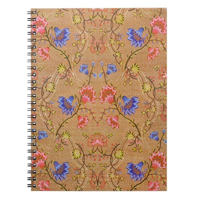 Imperial Red & Gold Interlocking Floral Silk Art Notebook (Front)