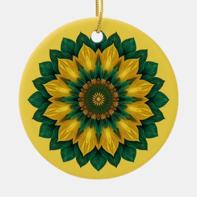 Imperial Solar Flower Mandala Luxury Keychain Ceramic Tree Decoration (Front)