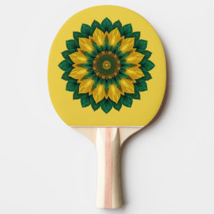 Imperial Solar Flower Mandala Luxury Keychain Ping Pong Paddle