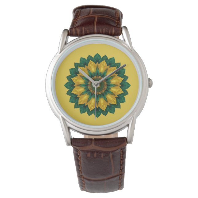 Imperial Solar Flower Mandala Luxury Keychain Watch (Front)