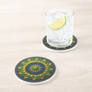 Imperial Solar Leaf Mandala Luxury Keychain - Emer Coaster