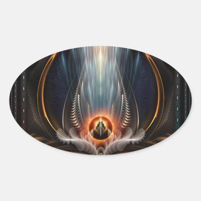 Imperial View Fractal Art Oval Sticker (Front)
