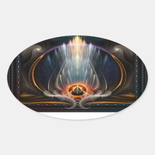 Imperial View Fractal Art Oval Sticker