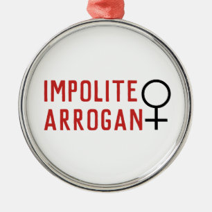 Impolite Arrogant Woman Female Symbol Christmas Metal Tree Decoration