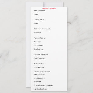 Important Documents Card