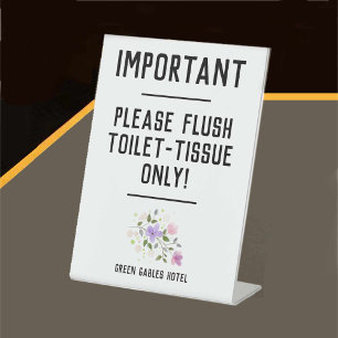 Important Notice - Flush Toilet Tissue Pedestal Sign