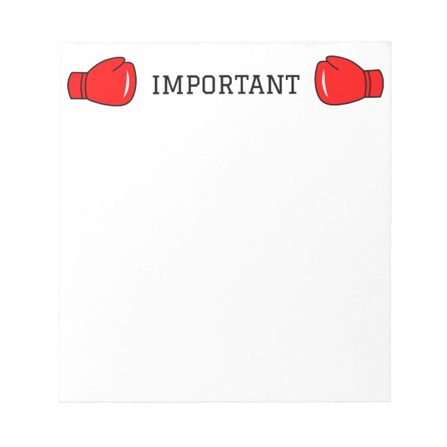 Important stuff notepad with red boxing gloves (Front)