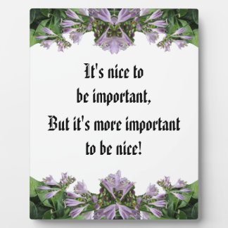 IMPORTANT TO BE NICE PLAQUE